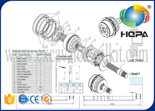 ชุดซ่อมมอเตอร์สวิง HZZC-M2X170CHB สำหรับ HD900-5 HD900-7 E330 E330B